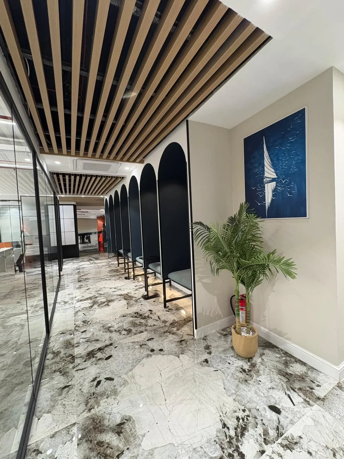 Acoustic lounge booths on a 603 floor